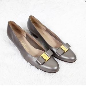 Salvatore Ferragamo silver flats